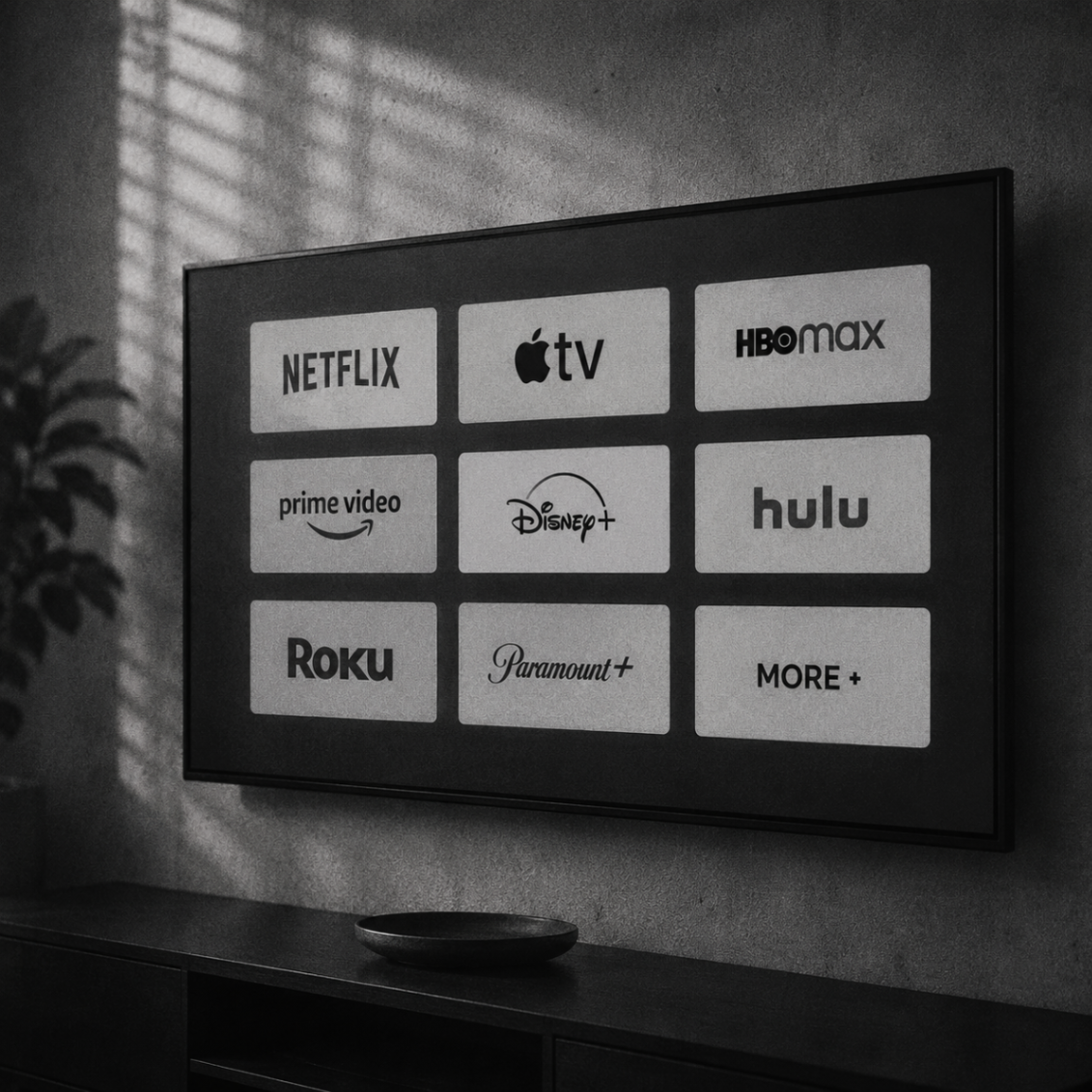 Streaming television platform screen representing TV advertising services