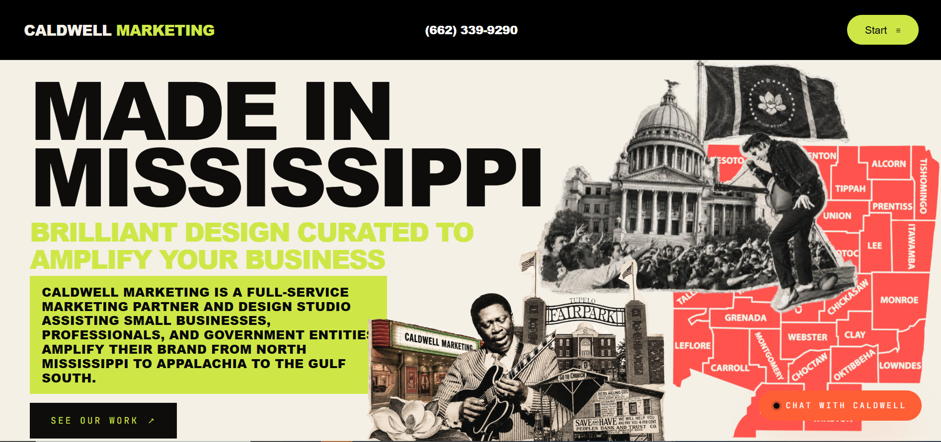 CALDWELL MARKETING — live homepage screenshot