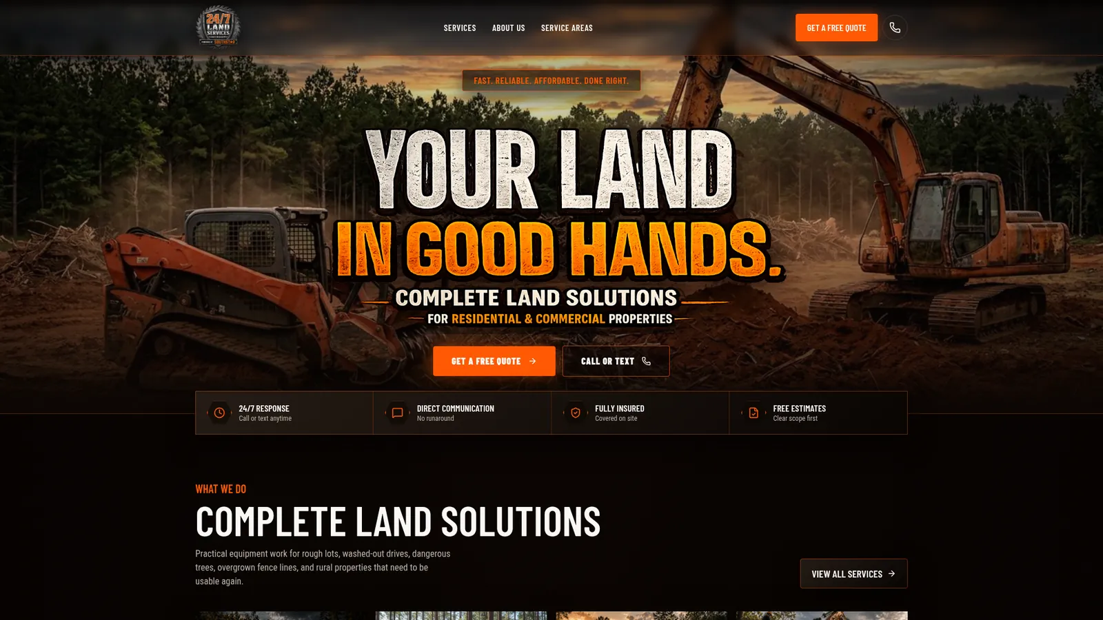 24/7 LAND SERVICES — live homepage screenshot
