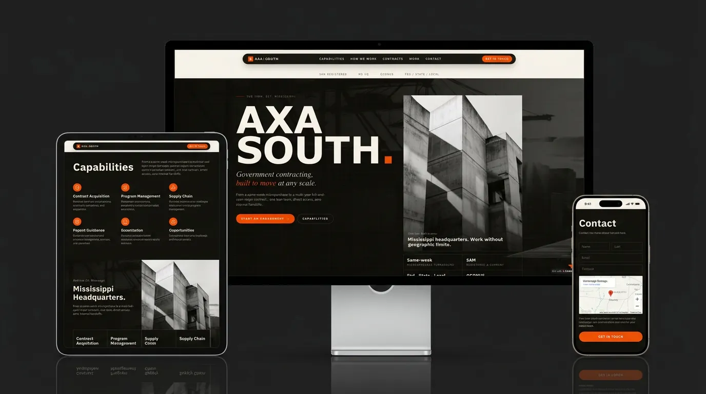 AXA SOUTH — live homepage screenshot